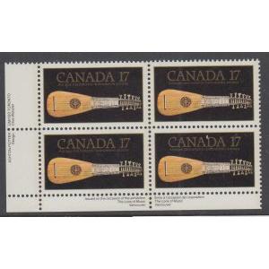 Canada 878 Music Inscription Plate Block MNH VF