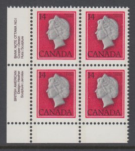 Canada 716 Inscription Plate Block MNH VF