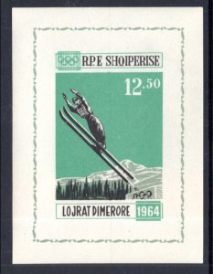 Albania 709A Olympics Skiier Imperf Souvenir Sheet MNH VF