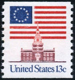United States of America 1975 13 Star Flag over Independence Hall-United States of America-StampPhenom