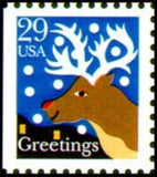 United States of America 1993 Greetings: Red-Nosed Reindeer-United States of America-StampPhenom