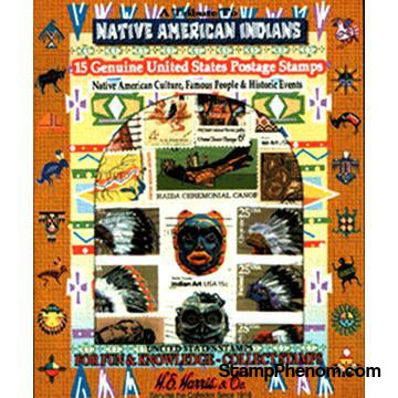 Native Americans US - 15 Stamps-Stamp Packets-HE Harris & Co-StampPhenom