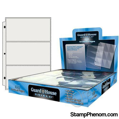 Guardhouse Shield 3 Pocket (100 pack) Archival Polypropylene Pages-Notebook Pages & Binders-Guardhouse Shield-StampPhenom