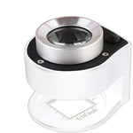 Desktop Portable 30X Loupe Metal Magnifier with 6 Lights for Textiles, Jewelry, Coins, Currency, Collectible Stamps