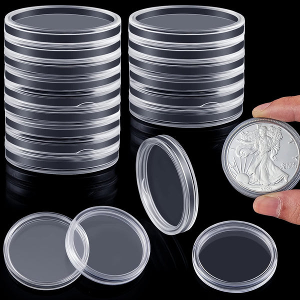 Silver Dollar Coin Holder 40.6mm Silver Bar Capsule Holders Coin Capsules for Coin Collection Silver Bar, Round