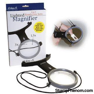 Hands-Free Illuminated Magnifier 1.5x, 3x-Loupes and Magnifiers-HE Harris & Co-StampPhenom
