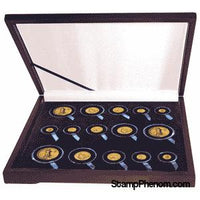 Guardhouse Wood Display Box -GH-W1600: Gold Type Sets (6S,3M,3L,3XL)-Display Boxes for Round Coin Holders-Guardhouse-StampPhenom