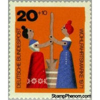 Germany 1971 Women churning butter, (18th cent.)-Stamps-Germany-Mint-StampPhenom