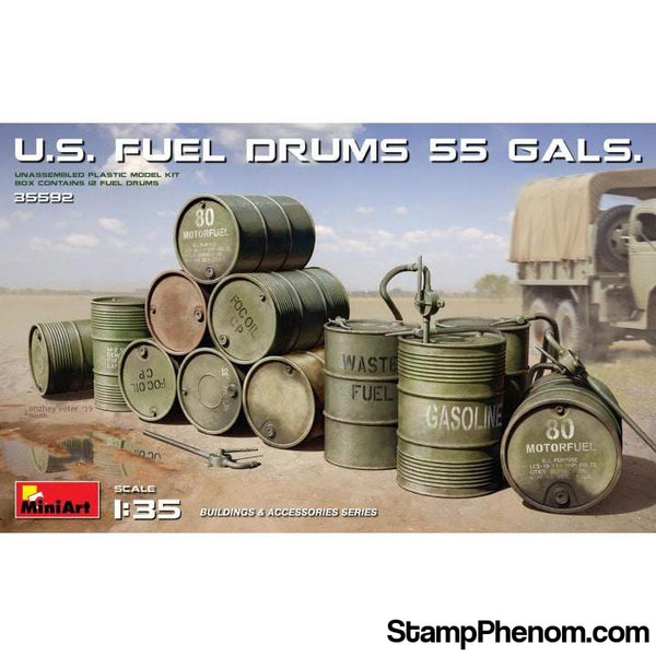 MiniArt - US Fuel Drums 55 Gals(12) 1:35-Model Kits-MiniArt-StampPhenom