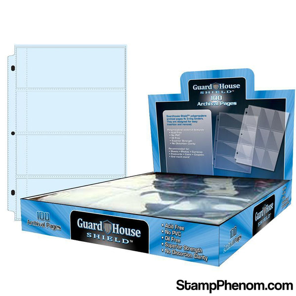 Guardhouse Shield 4 Pocket (100 pack) Archival Polypropylene Pages-Notebook Pages & Binders-Guardhouse Shield-StampPhenom