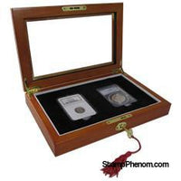 Wood Glass-top Display Slab Box with Latch and Key - 2 Slab Universal-Display Boxes for Certified Coins-Guardhouse-StampPhenom