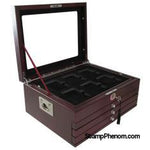 Multi-tray, Wood Deluxe Glass-top, Latch Key (24 Slabs)-Display Boxes for Certified Coins-Guardhouse-StampPhenom