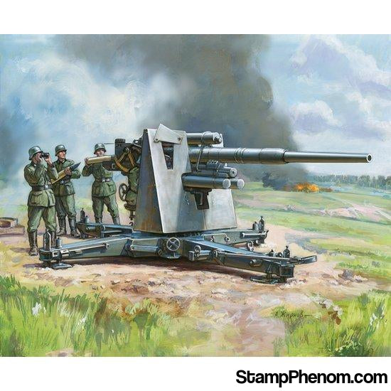 Zvezda - German Flak 36/37 Heavy Anti-Aircraft Gun with Crew (4) (Snap Kit) 1:72-Model Kits-ZveZda-StampPhenom