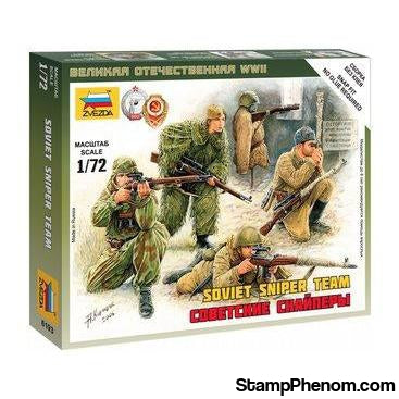 Zvezda - WWII Soviet Snipers (4) (Snap Kit) 1:72-Model Kits-ZveZda-StampPhenom
