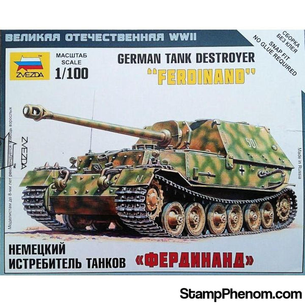 Zvezda - WWII German Ferdinand Tank Destroyer (Snap Kit) 1:100-Model Kits-ZveZda-StampPhenom