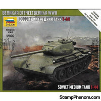 Zvezda - Soviet T44 Medium Tank (Snap) 1:100-Model Kits-ZveZda-StampPhenom