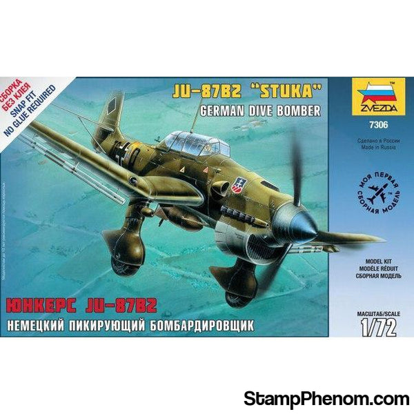 Zvezda - Ju-87B Stuka German Dive Bomber (Snap Kit) 1:72-Model Kits-ZveZda-StampPhenom